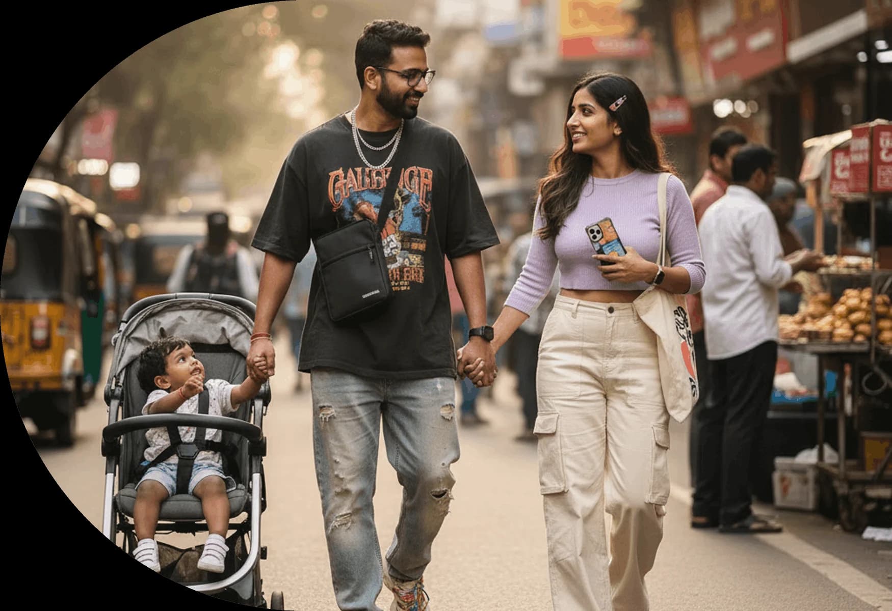 Family comparing insurance plans together at home